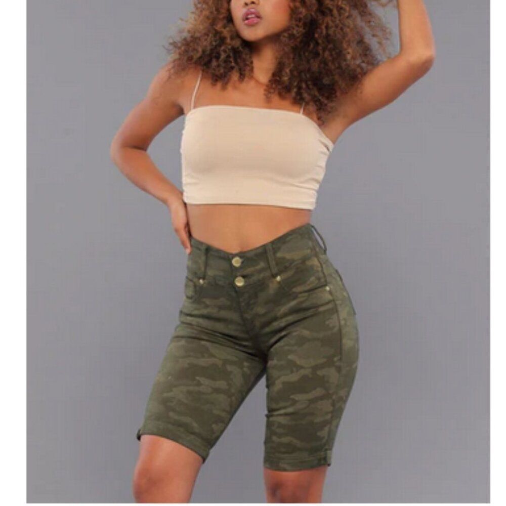 Nicolette Shapewear Women's Size 1 Soldier Girl Butt‎ Lift Jean Bermuda Shorts